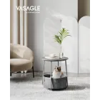 Mesa Lateral Redonda con Cesta de Tela y Espacio Útil