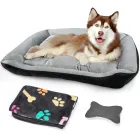Cama Gris para Perros Grandes con Bordes Elevados 80x60 cm