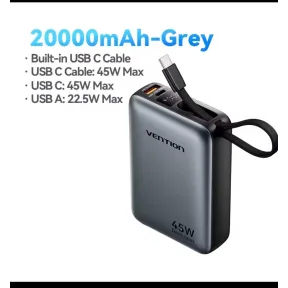 Batería portátil 20.000 mAh 45W con USB-C