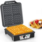 Gofrera 4 Waffles, 1200W, Placas Antiadherentes y Regulación