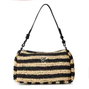 Bolso de paja negro y natural para mujer - DKNY