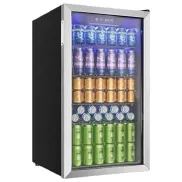 Frigorífico Inox 90L con puerta de cristal.