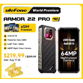 Ulefone Armor 22 Pro: Teléfono Android Resistente 16GB 64MP