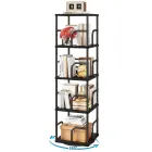 Estantería Negra de Madera, Librería Giratoria 4 Niveles