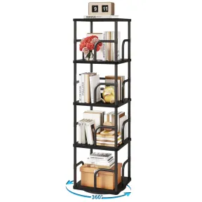 Estantería Negra de Madera, Librería Giratoria 4 Niveles