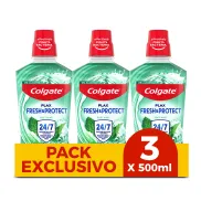 Enjuague Bucal COLGATE Sin Alcohol 3 x 500 ml con Flúor