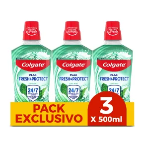 Enjuague Bucal COLGATE Sin Alcohol 3 x 500 ml con Flúor
