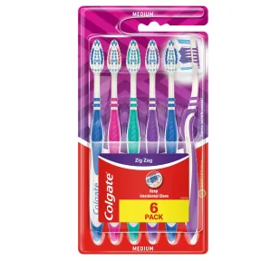 Cepillo de Dientes Colgate ZigZag Medio, 6 unidades