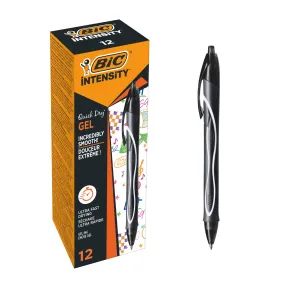Bolígrafo de Gel BIC Negro, Tinta de Secado Rápido, 12 uds