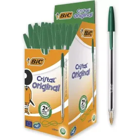 Bolígrafos BIC verdes, caja de 50 unidades