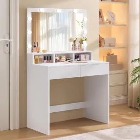 Tocador de Maquillaje con Luces LED y Espejo Ajustable