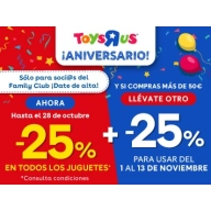 25% Descuento en Aniversario Toys"R"Us por compras +50€