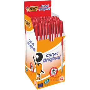 Bolígrafos BIC Cristal Rojo - Caja de 50 unidades, punta media