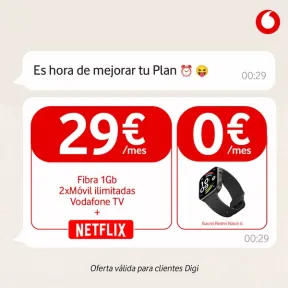 Fibra 1GB, 2 Líneas Móviles Ilimitadas + Netflix por 29€/mes