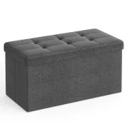 Baúl Plegable 76x38 cm, Puff Tapizado Lino 89L, 300 kg