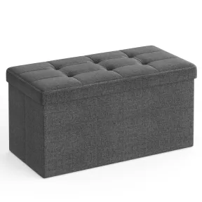 Baúl Plegable 76x38 cm, Puff Tapizado Lino 89L, 300 kg