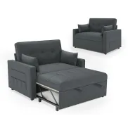 Sofá cama robusto de 186x122 cm, respaldo ajustable y cojines