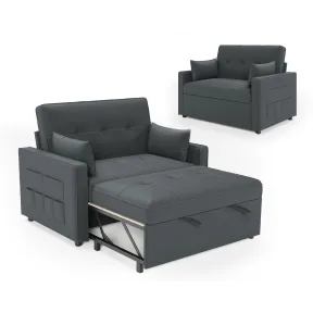 Sofá cama robusto de 186x122 cm, respaldo ajustable y cojines