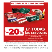 Descuento del 20% en cervezas en tiendas Carrefour