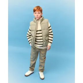 Chaleco acolchado de niño azul marino, verde y piedra