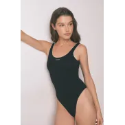 Body negro canalé sin costuras, tallas M a XL