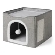Cubo para Gatos Amazon Basics, Camas Grises de 1 Piso