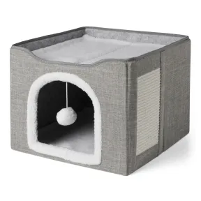 Cubo para Gatos Amazon Basics, Camas Grises de 1 Piso