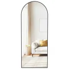 Espejo arqueado de cuerpo entero con soporte negro 165 x 60 cm