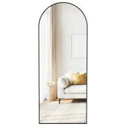 Espejo arqueado de cuerpo entero con soporte negro 165 x 60 cm