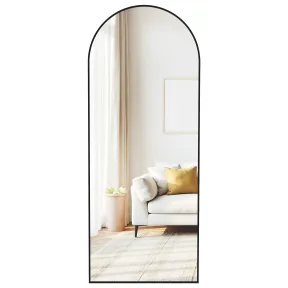 Espejo arqueado de cuerpo entero con soporte negro 165 x 60 cm