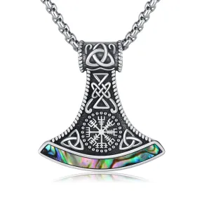 Hacha Vikinga en Collar de Plata Decorativo