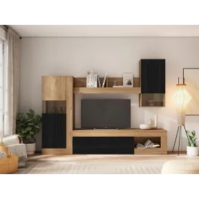 Muebles salón FERRARA en roble y negro