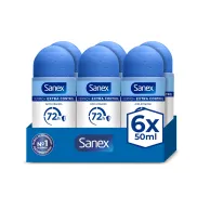 Desodorante Roll-On Sanex Dermo+ 72 Horas, Control Extra 6x50 ml