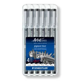 Fineliner Pigment Liner Staedtler 308 SB6P, 6 unidades negras.