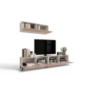 STIVLO Mueble TV Blanco y Roble Canadian para Salón
