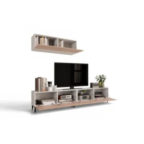 STIVLO Mueble TV Blanco y Roble Canadian para Salón