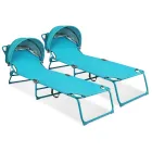 Sillas de descanso para exteriores con sombrilla, paquete de 2.