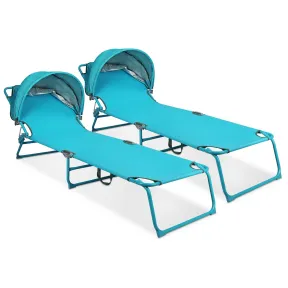 Sillas de descanso para exteriores con sombrilla, paquete de 2.