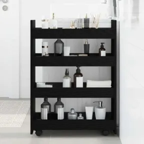 Carro Estrecho de Almacenamiento Roble Negro 60 x 20 x 82 cm