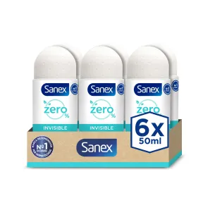 Desodorante Roll-On Sanex Zero% Invisible Pack 6x50ml