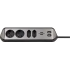 Regleta Brennenstuhl con 4 enchufes y carga USB en acero