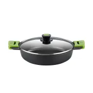 Cacerola baja BRA Prior de 24 cm con tapa de cristal y asas de silicona