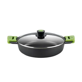 Cacerola baja BRA Prior de 24 cm con tapa de cristal y asas de silicona