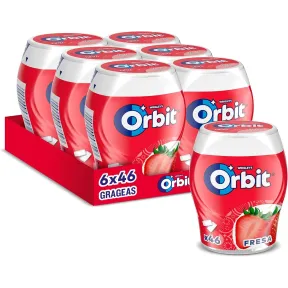Chicles Orbit Sin Azúcar Fresa - 6 Botes de 46 u.