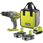Taladro Inalámbrico RYOBI 18V ONE+ con 2 Baterías y Cargador