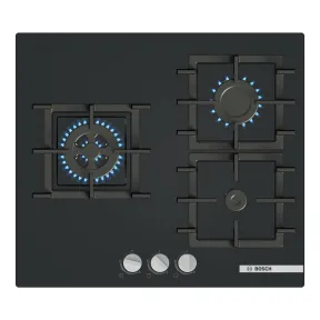 Placa de gas Bosch Serie 4, 60 cm, seguridad GasStop, negra