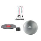Set de bandas de fitness y tabla de equilibrio con pelota