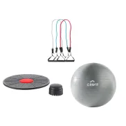 Set de bandas de fitness y tabla de equilibrio con pelota