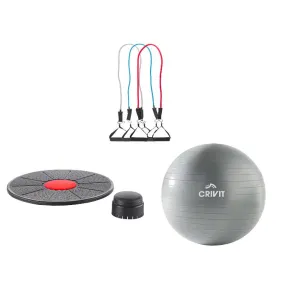 Set de bandas de fitness y tabla de equilibrio con pelota