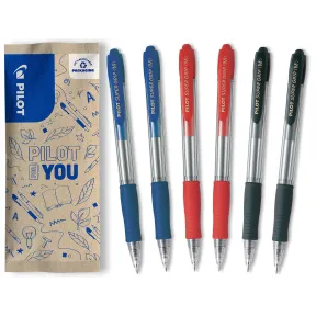 Bolígrafos Retráctiles PILOT Super Grip - Set de 6 